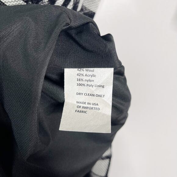 Sara Campbell XSmall XS Black Gray Plaid Sheath Dress Wool 3/4 Sleeves Crew Neck - Picture 10 of 10